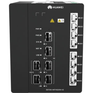 华为CloudEngine S5735I-H8T4S2XN-V2华为DIN款工业宽温交换机 (8个10/100/1000BASE-T以太网端口,4个千兆SFP,2个万兆SFP+,DIN导轨安装,双路冗余9.6-60V DC供电,自然散热)